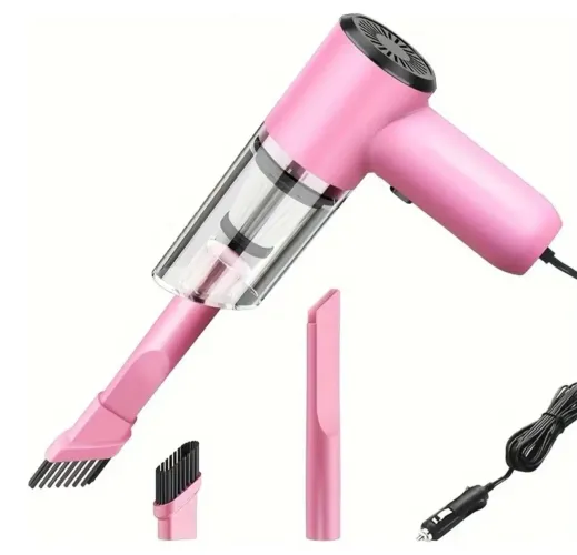 Mini aspirador de pó portátil rosa p/ carro