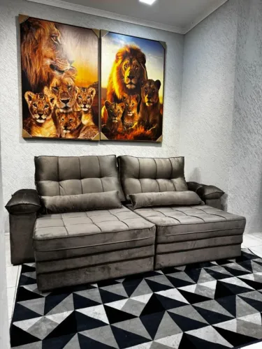 sofa 4 lugares retratil suede novo