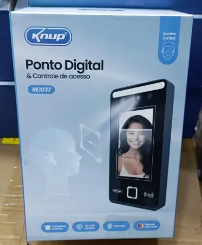 Relógio Ponto Digital Knup KP-RE1037 com Reconhecimento Facial Biometria E Cartão