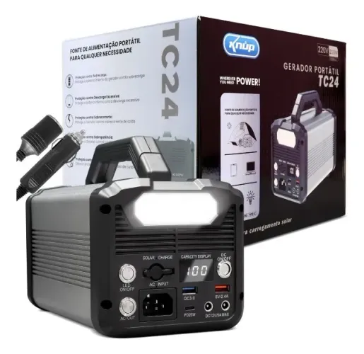 Gerador Portátil Knup KP-TC24 - 200W, USB-C PD e Carregamento Solar!