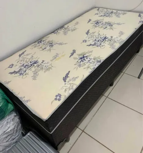 Cama Box Solteiro com Colchão Floral
