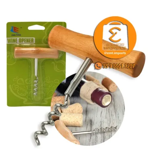 Saca Rolha Inox com Cabo de Madeira MA-8131