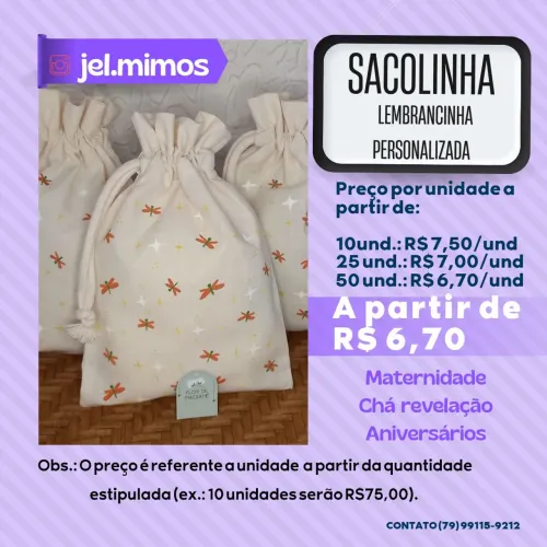 Sacolinha eco Lembrancinha Personalizadas