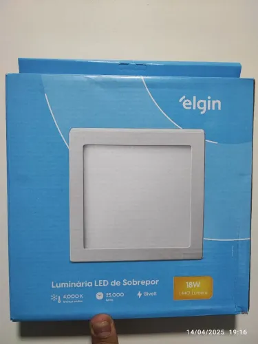 Kit 5 Luminária LED Elgin 18W - Branca Neutra - Bivolt