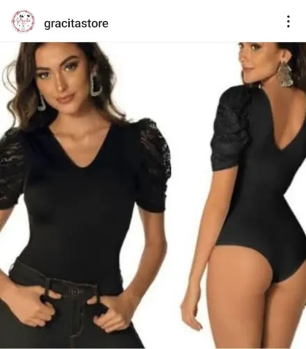 Black Friday Body preto com mangas bufantes