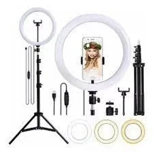 Kit Ring Light Completo Dimmer Selfie Youtuber Blogueiro Maquiagem