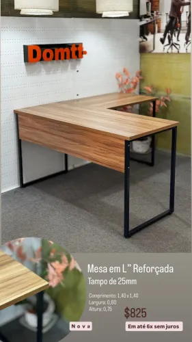 Mesa em L" Reforçada Tampo de 25mm- Em até 6x sem juros