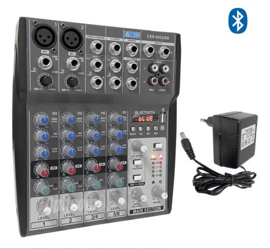 Mesa De Som Interface Bluetooth Usb 6 Canais Profissional