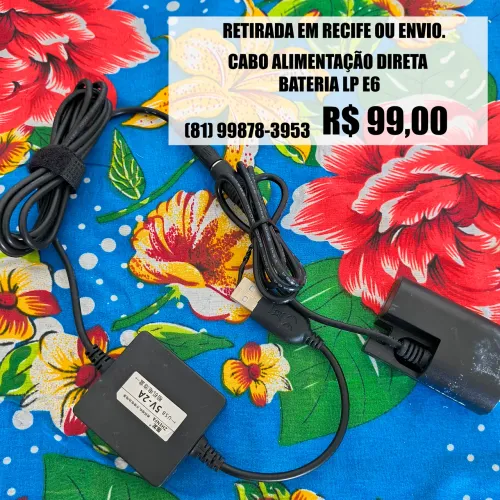 Cabo Alimentação Direta p/ Bateria LP-E6