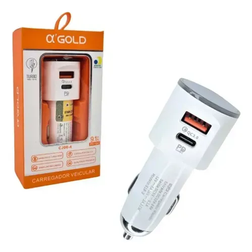 Carregador Veicular Para Celular Turbo USB-C 40W Tipo C Loja Coimbra Computa