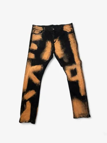 Calça Jeans Customizada Black e Orange