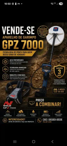 Vendo detector Gpz 7000 minelab 5 meses de uso