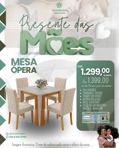 Mesa luxuosa de 4 lugares a pronta entrega.....