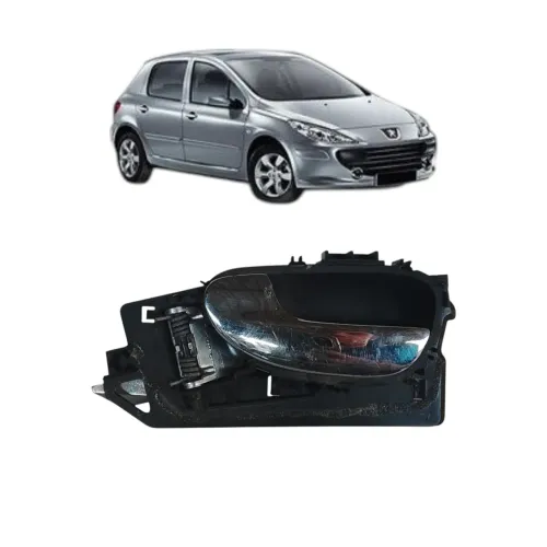 Maçaneta Interna Traseiro Esquerdo Peugeot 307 2007 2012 Cromada Traseira