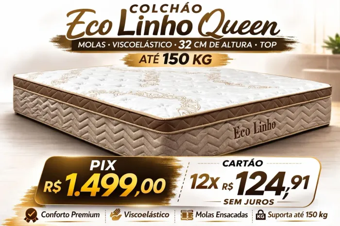 Colchão Queen Molas 32 cm Viscoelástico Eco Linho paropas 