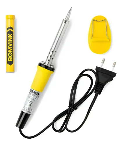 Ferro de Solda Profissional BOMVINK 9515 60W 127V ou 220V Amarelo com Suporte