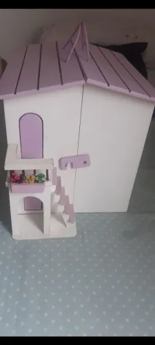 Casinha de Boneca de Madeira Vintage com Móveis