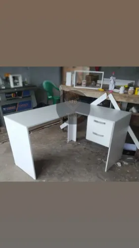 Mesa L nova 100% MDF branco 