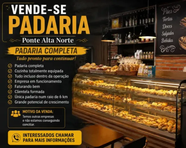 VENDE-SE PADARIA COMPLETA - PONTE ALTA NORTE