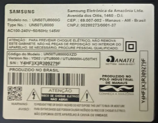 TV Samsung 50 polegadas com defeito