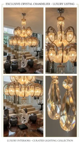 Lustre Majestoso de Cristal de Luxo Imponente - 130cm x 100cm