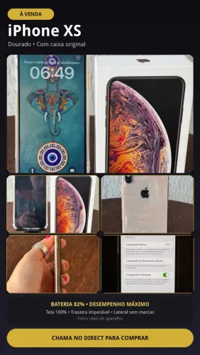 iPhone XS Dourado 64Gb - Com Caixa - Bateria 82% - Em Ótimo Estado