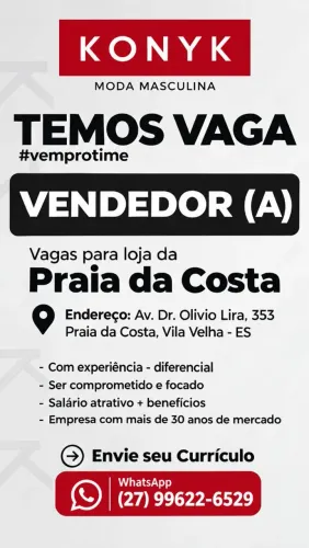 Vaga para vendedor (a)