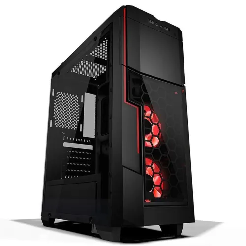 Gabinete Gamer Azza Crimson 211 S + 2 Fans LED Vermelho - Excelente Estado