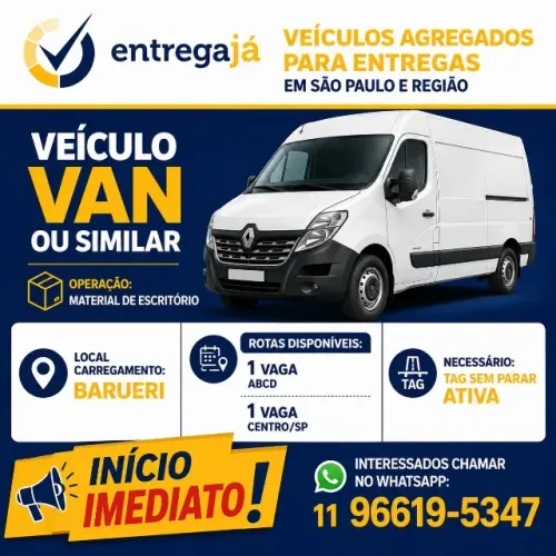 Agrega-se Vans e Similares - Carregamento em BARUERI.