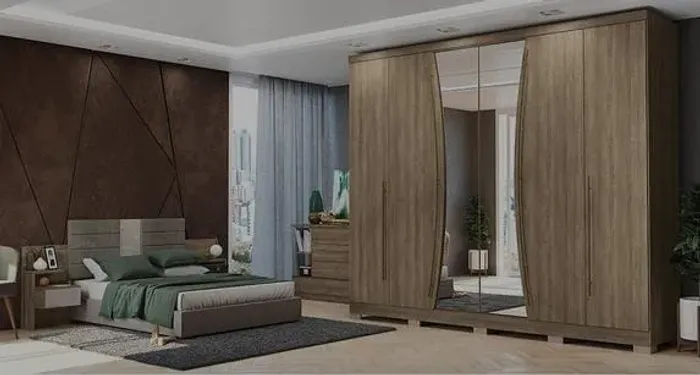 Guarda roupa de casal 5 portas com espelho frontal