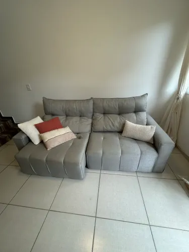 SOFÁ CAMA RETRÁTIL CINZA 2m x 1,15m