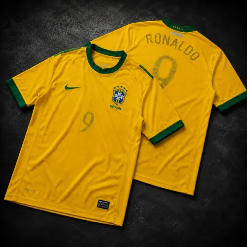 Camisa Retrô Brasil Ronaldo Fenômeno Nº 9 Amarela Nike Seleção Brasileira Vintage