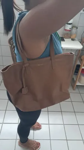 Bolsa Tote Grande Mr. Cat Couro Legítimo Caramelo Original