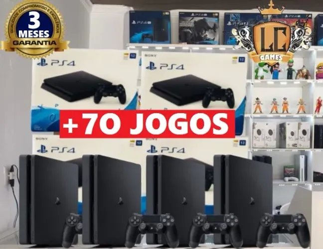 PS4 SLIM 1TB Ou 5OOGB COM: 7O JOGOS TOP e O3 MESES GARANTIA e BRINDES ( LOJA FISICA )