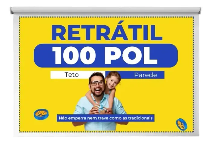 Tela de Projeção Retrátil 100? 16:9 Mega Telas para Projetor FHD 4K