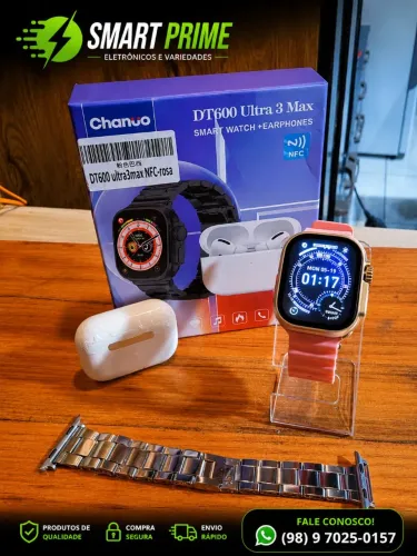 Smartwatch com 2pulseira na cor rosa ?
