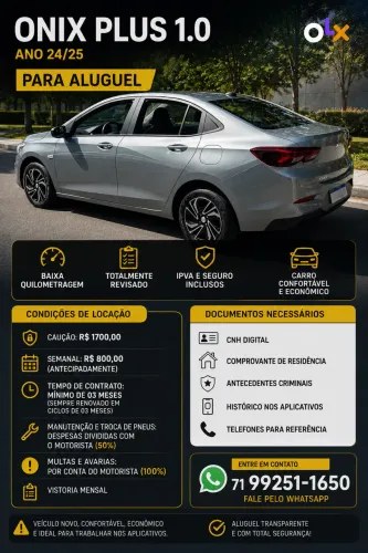 Carros para aluguel/Aplicativo