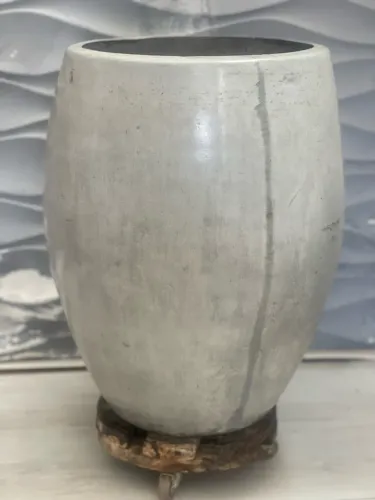 Vaso De Cimento Para Plantas Modelo Melão 1 - Cinza-claro
