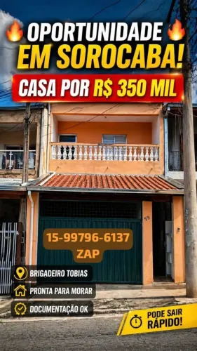 Casa a venda em Brigadeiro tobias, Sorocaba-SP com boa localização 4 cômodos, documentada