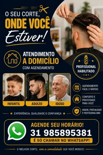 Corte de Cabelo (infantil, adulto, idoso) a domicílio 