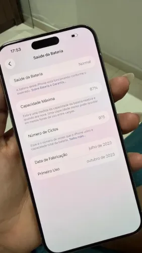 IPHONE 15 PRO MAX ORIGINAL COM POUQUISSIMO TEMPO DE USO, BATERIA EM OTIMO ESTADO