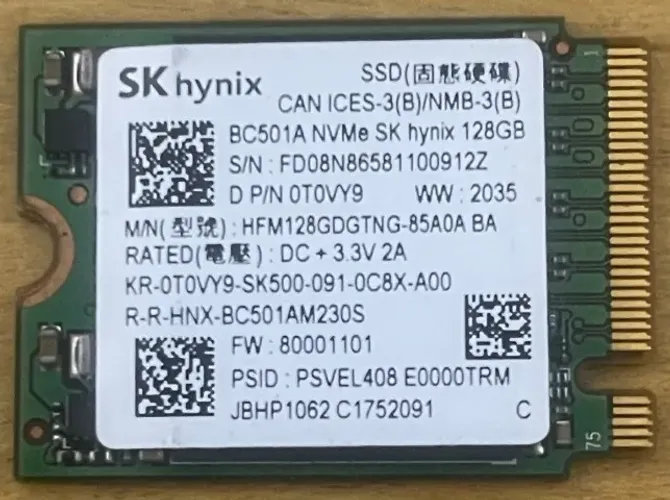 SSD M.2 2230 NVMe 128GB SK Hynix BC501A - USADO