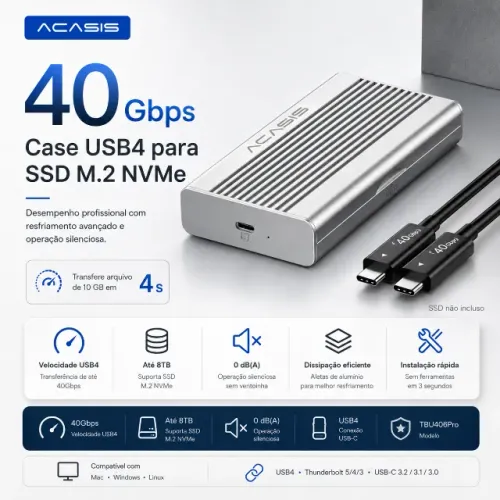 Case SSD NVMe 40Gbps Thunderbolt USB4 ACASIS