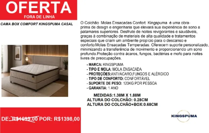 cama - casal - molas - comfort- compre hoje e receba em 72 horas