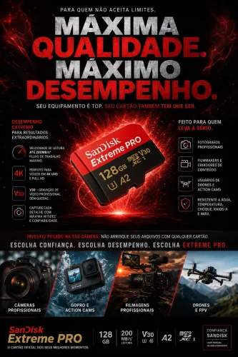 Cartão de memória Sandisk extreme pro 