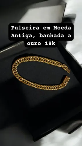 Pulseira em moeda antigo com banho de ouro 18k