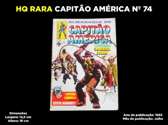 HQ RARA do Capitão America Nº 74 com Tema Indiana Jones / Editora Abril 1985