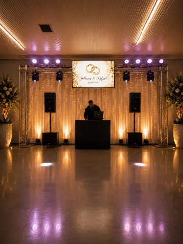 DJ, som e iluminação para seu evento