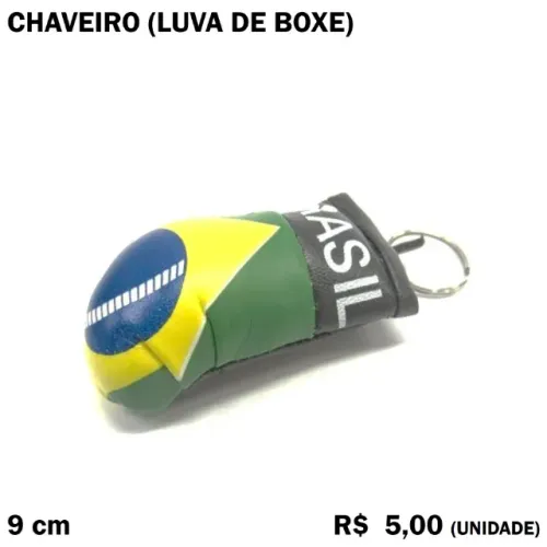 Chaveiro Luva de Boxe Copa do Mundo Brasil Verde e Amarelo (2 Unidades)