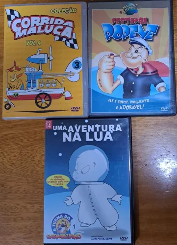 LOTE DVDS ORIGINAIS - CORRIDA MALUCA, MARINHEIRO POPEYE & GASPARZINHO + BRINDE SURPRESA